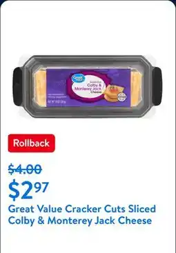 Walmart Great Value Cracker Cuts Sliced Colby & Monterey Jack Cheese offer