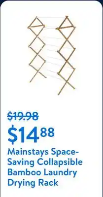 Walmart Mainstays Space-Saving Collapsible Bamboo Laundry Drying Rack offer
