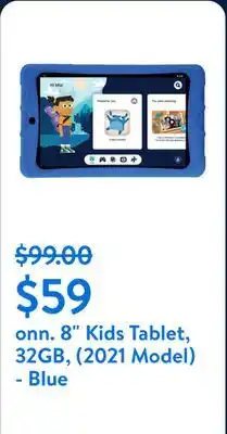 Walmart onn. 8 Kids Tablet, 32GB, (2021 Model) - Blue offer