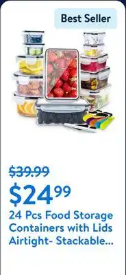 Walmart 24 Pcs Food Storage Containers with Lids Airtight- Stackable Kitchen Bowls Set Meal Prep Containers-BPA Free Leak Proof Plast offer