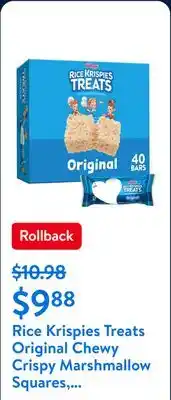 Walmart Rice Krispies Treats Original Chewy Crispy Marshmallow Squares, Ready-to-Eat offer
