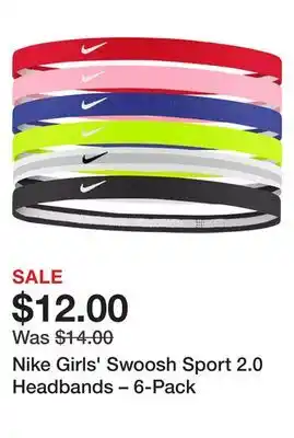 Dick's Sporting Goods Nike Girls' Swoosh Sport 2.0 Headbands – 6-Pack offer