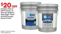 Lowe's 5-Gallon Pails of HGTV Home by Sherwin-Williams Spec Right Paint and All-Purpose Power Primer offer