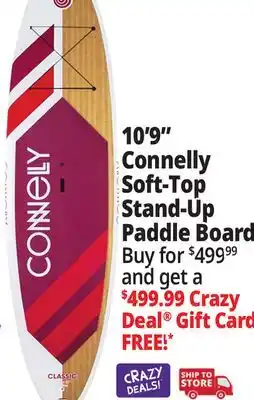 Ocean State Job Lot Connelly Classic 10'9 Soft-Top Stand Up Paddle Board Red offer