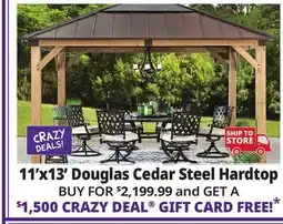 Ocean State Job Lot Douglas 11' x 13' Cedar Framed Gazebo with Steel & Polycarbonate Hip Roof Hardtop offer