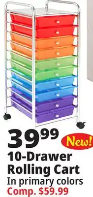 Ocean State Job Lot Leader 10-Drawer Rolling Craft Cart offer