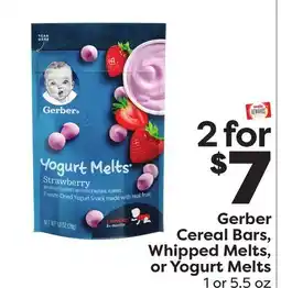 Weis Markets Gerber Cereal Bars, Whipped Melts, or Yogurt Melts offer