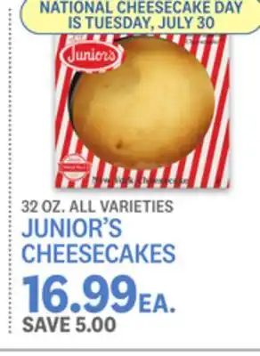 Kings Food Markets JUNIOR'S CHEESECAKES offer