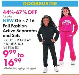 Boscov's NEW Girls 7-16 Fall Fashion Active Separates and Sets offer