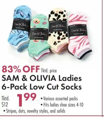 Boscov's SAM OLIVIA Ladies 6-Pack Low Cut Socks offer