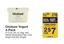 Fairway Store Market Chobani Yogurt 4-Pack offer