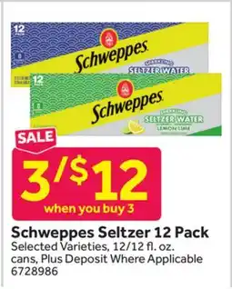 Stop&Shop Schweppes Seltzer 12 Pack offer