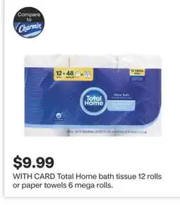 CVS Total Home bath tissue 12 rolls or paper towels 6 mega rolls offer