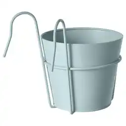 Ikea VitlÖk Plant pot with holder, indoor/outdoor light gray-blue, 6 offer