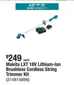 The Home Depot Makita LXT 18V Lithium-Ion Brushless Cordless String Trimmer Kit offer