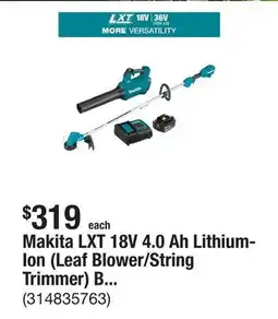 The Home Depot Makita LXT 18V 4.0 Ah Lithium-Ion (Leaf Blower/String Trimmer) Brushless Cordless Combo Kit (2-Piece) offer