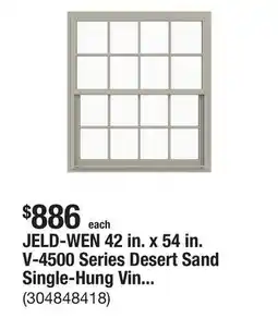 The Home Depot JELD-WEN 42 in. x 54 in. V-4500 Series Desert Sand Single-Hung Vinyl Window with 8-Lite Colonial Grids/Grilles offer