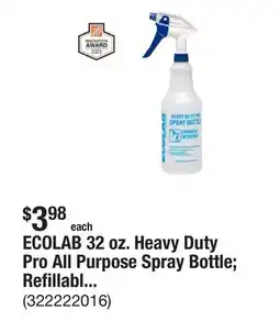The Home Depot ECOLAB 32 oz. Heavy Duty Pro All Purpose Spray Bottle Refillable Bottle with Adjustable Nozzle offer