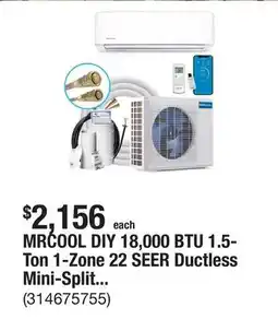The Home Depot MRCOOL DIY 18,000 BTU 1.5-Ton 1-Zone 22 SEER Ductless Mini-Split AC and Heat Pump with 18K & 25ft Line offer