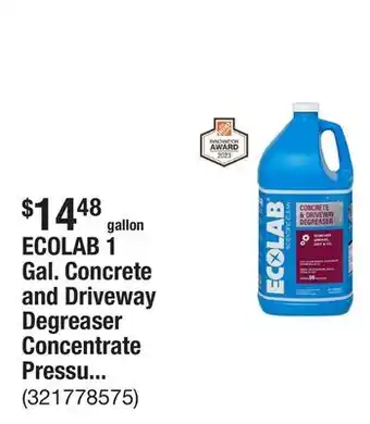 The Home Depot ECOLAB 1 Gal. Concrete and Driveway Degreaser Concentrate Pressure Wash, Dissolves Grease and Buildup on Brick and Tile offer
