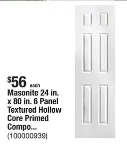 The Home Depot Masonite 24 in. x 80 in. 6 Panel Textured Hollow Core Primed Composite Interior Door Slab offer
