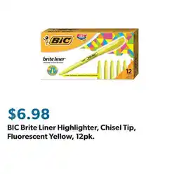 Sam's Club BIC Brite Liner Highlighter, Chisel Tip, Fluorescent Yellow, 12pk offer