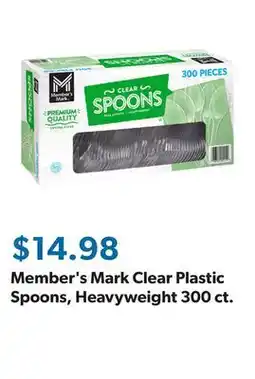 Sam's Club Member's Mark Clear Plastic Spoons, Heavyweight 300 ct offer