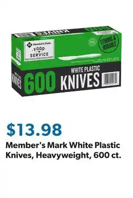 Sam's Club Member's Mark White Plastic Knives, Heavyweight, 600 ct offer