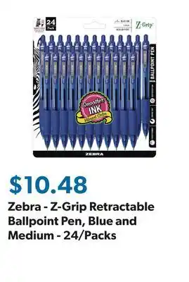 Sam's Club Zebra - Z-Grip Retractable Ballpoint Pen, Blue and Medium - 24/Packs offer