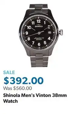 Sam's Club Shinola Men's Vinton 38mm Watch offer