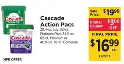 ShopRite Cascade Action Pacs offer