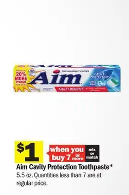 Meijer Aim Cavity Protection Toothpaste offer