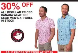 Dunham's Sports ALL REGULAR PRICED CANADA WEATHER GEAR MEN'S APPAREL IN STOCK offer