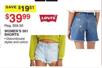 Dunham's Sports LEVI'S WOMEN'S 501 SHORTS offer