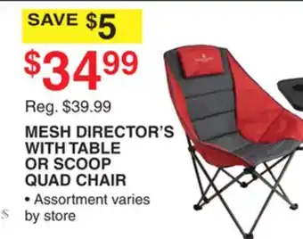 Dunham's Sports MESH DIRECTOR'S WITH TABLE OR SCOOP QUAD CHAIR offer