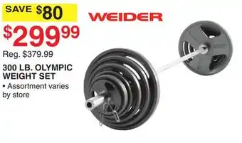 Dunham's Sports 300 LB. OLYMPIC WEIGHT SET offer