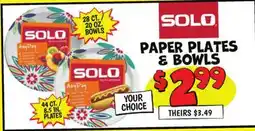 Ollie's SOLO PAPER PLATES & BOWLS offer