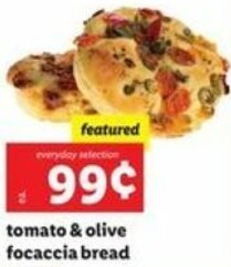 Lidl Tomato & Olive Focaccia Bread offer