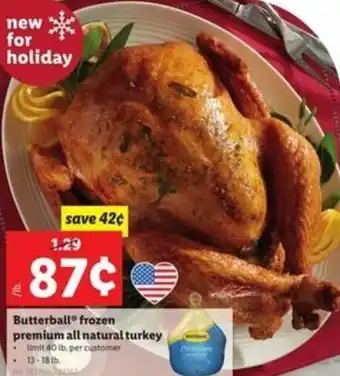 Lidl Butterball Frozen Premium All Natural Turkey offer