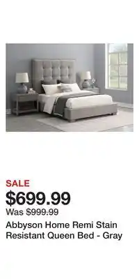 BJ’s Abbyson Home Remi Stain Resistant Queen Bed - Gray offer