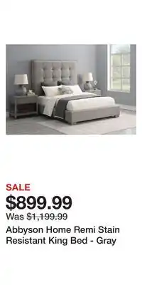 Abbyson Home Remi Stain Resistant King Bed - Gray