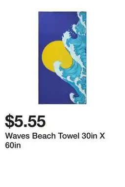 Five Below Waves Beach Towel 30in X 60in offer