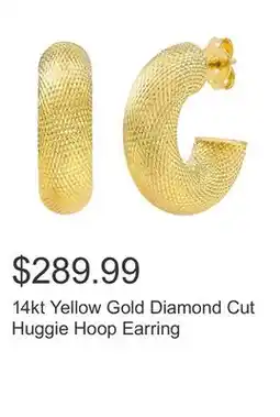 Costco 14kt Yellow Gold Diamond Cut Huggie Hoop Earring offer
