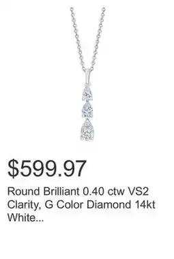 Costco Round Brilliant 0.40 ctw VS2 Clarity, G Color Diamond 14kt White Gold Cluster Drop Pendant offer