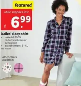 Lidl Ladies Sleep Shirt offer