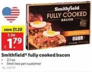 Lidl Smithfield Fully Cooked Bacon 2.1 oz offer