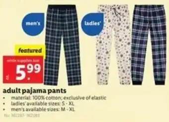 Lidl Adult Pajama Pants offer