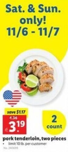 Lidl Pork Tenderloin, Two Pieces offer