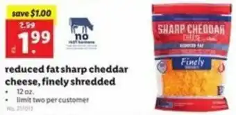 Lidl Reduced Fat Sharp Cheddar Cheese, Finely Shredded 12 oz offer