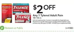 Publix TYLENOL 100-150-ct. offer